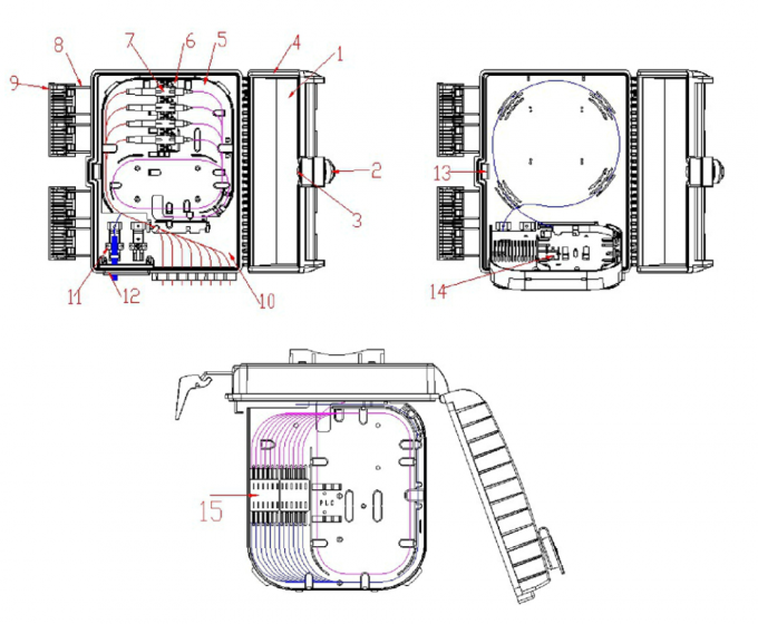 Blue CTO Splitter FTTH 16 Core Fiber Optic Distribution Box 2