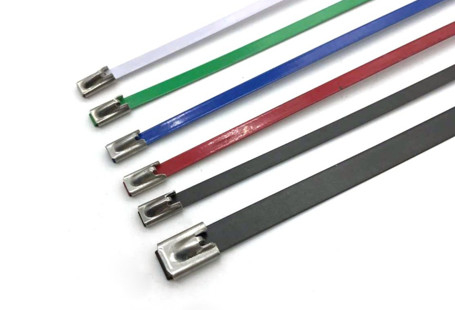 Color Coated Stainless Steel Banding Strap , 0.59" Stainless Steel 304 Ball Lock Cable Ties